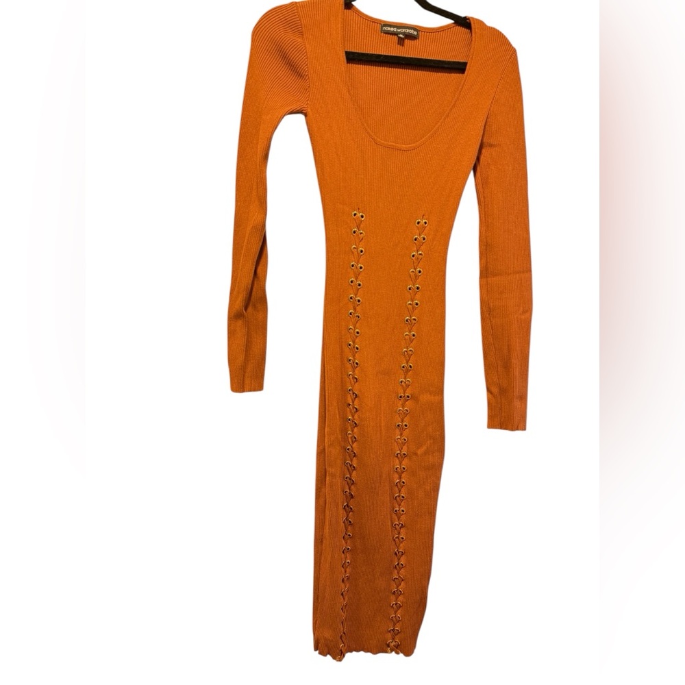 Naked Wardrobe Copper Long Sleeve Dress